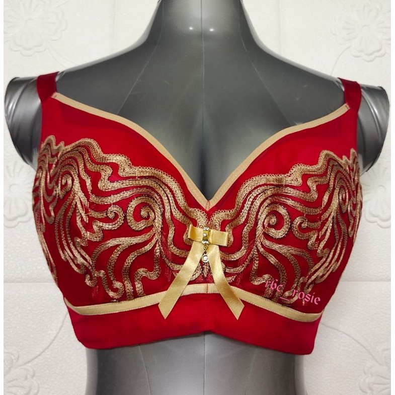 36F/80F, 46F/105F RED-GOLD PLUS SIZE BRA | Shopee Malaysia
