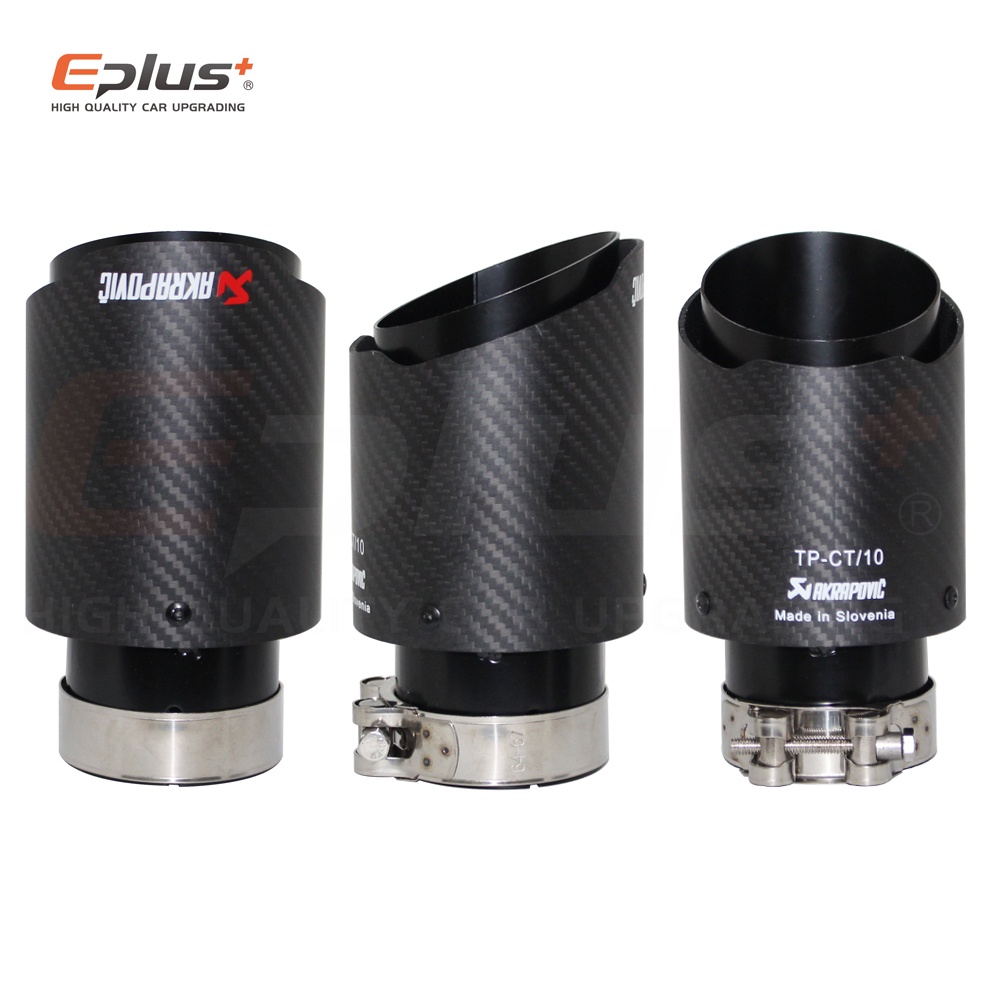 DPUK Gloss Black Carbon Fiber Look Exhaust Tip – 4" Universal Stainless Steel (Akrapovic Style)