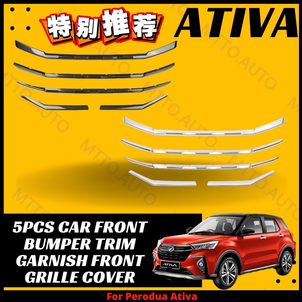 MTTO Perodua Ativa 5Pcs Exterior Car Front Bumper Trim Garnish Front