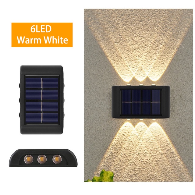 2PCS Raya 6LED Outdoor Solar Wall Light Solar Light Waterproof Solar ...