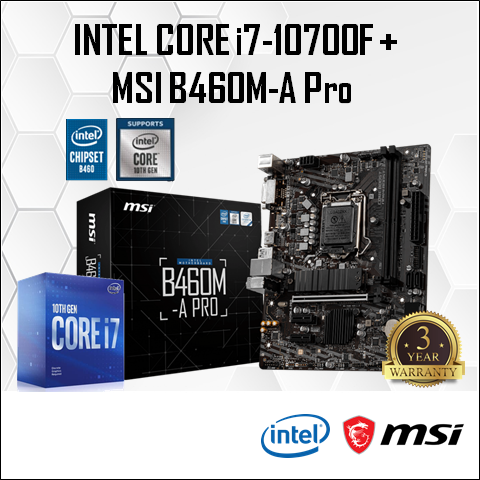 MSI B460M-A PRO B460 LGA1200 MOTHERBOARD Intel 10TH GEN PENTIIUM CORE  I3 I5 I7 I9 GT710 CPU COMBO PROMO