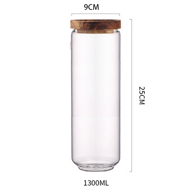 350-3000ml Wood Lid Glass Kitchen Storage Bottles Jars Large Food ...