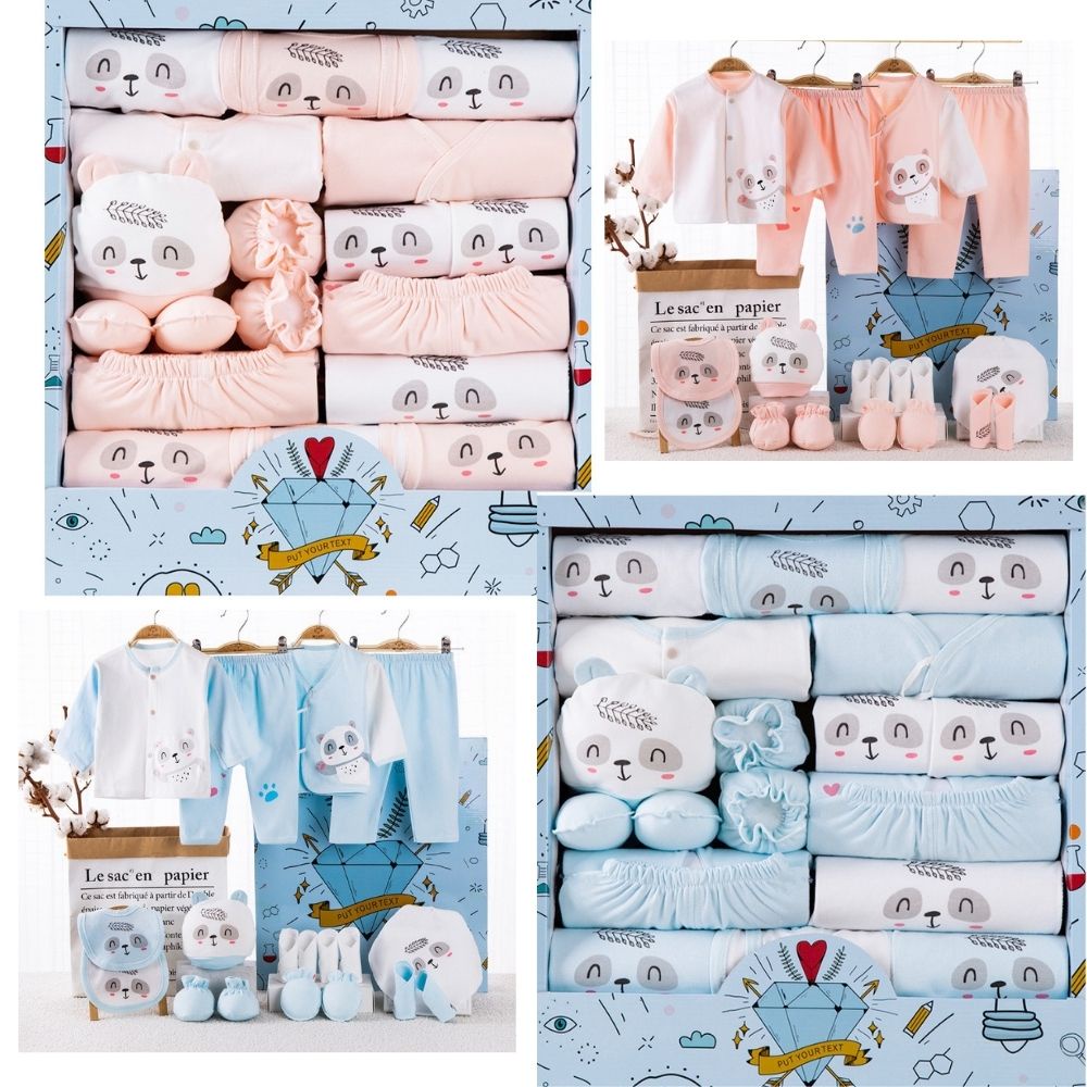 100% Cotton Newborn Baby Gift Set 18 Piece Set Baby Clothing Gift Box  Hamper Baby Hadiah Newborn GB002 - Main Image