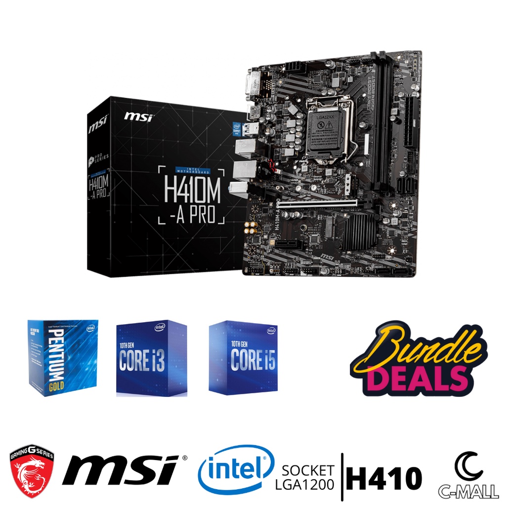 MSI H410MA PRO INTEL H410 LGA1200 Motherboard + INTEL 10th/11th Gen