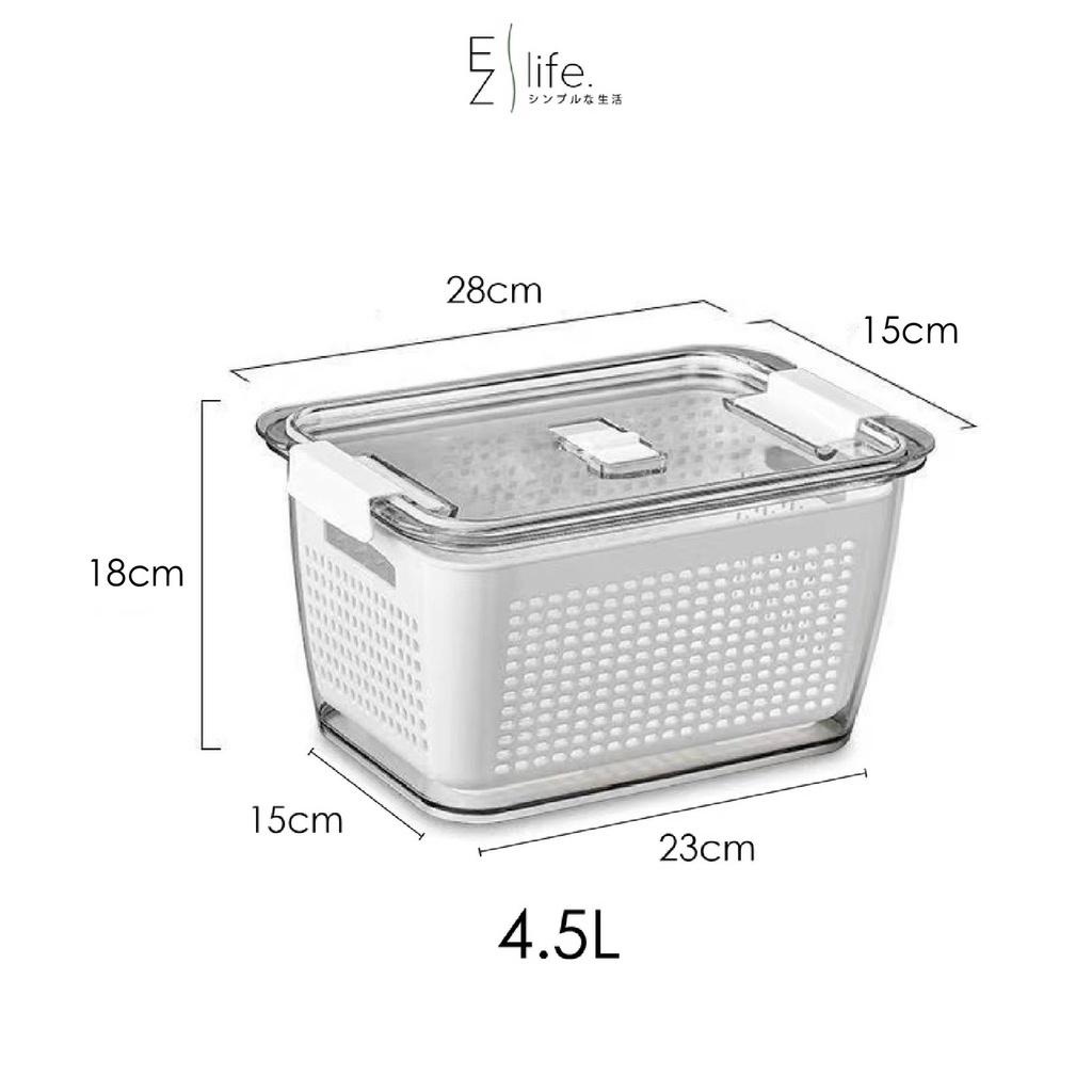 4.5L Double Layer Food Storage Container with Drain Basket Kitchen ...