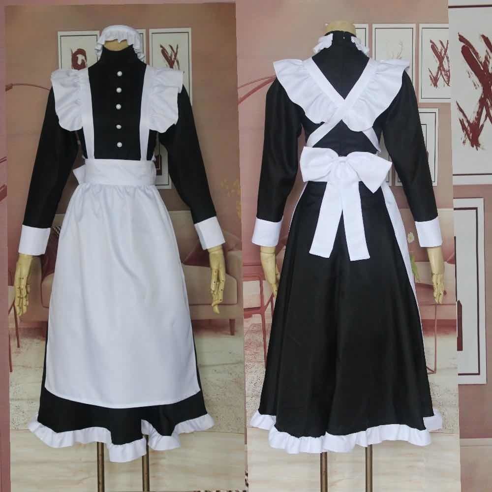 【BELLA】Classic black and white maid cos costume British style pearl