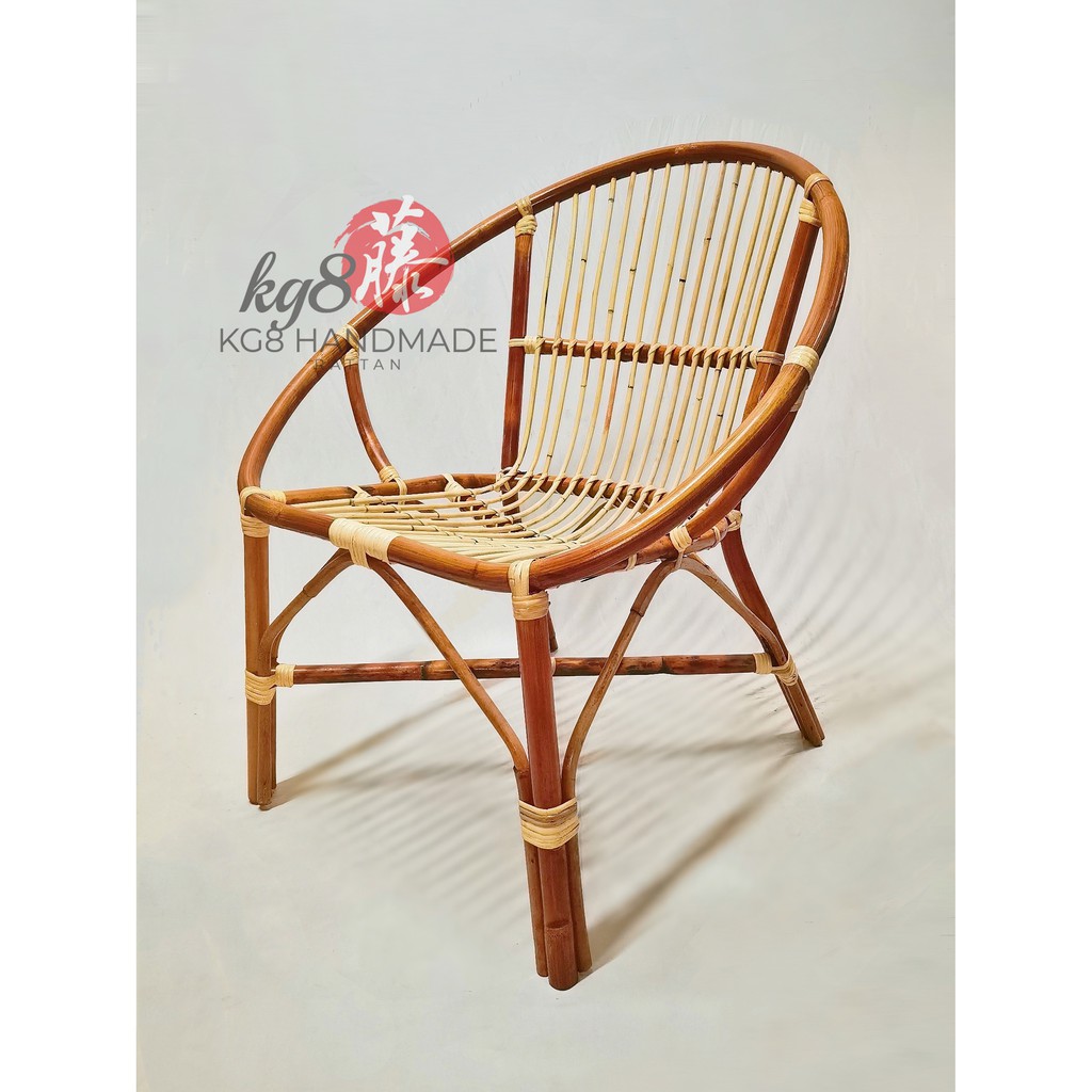 Kg8 Rattan Line Clam Shell Rattan Chair Red Rattan Shopee