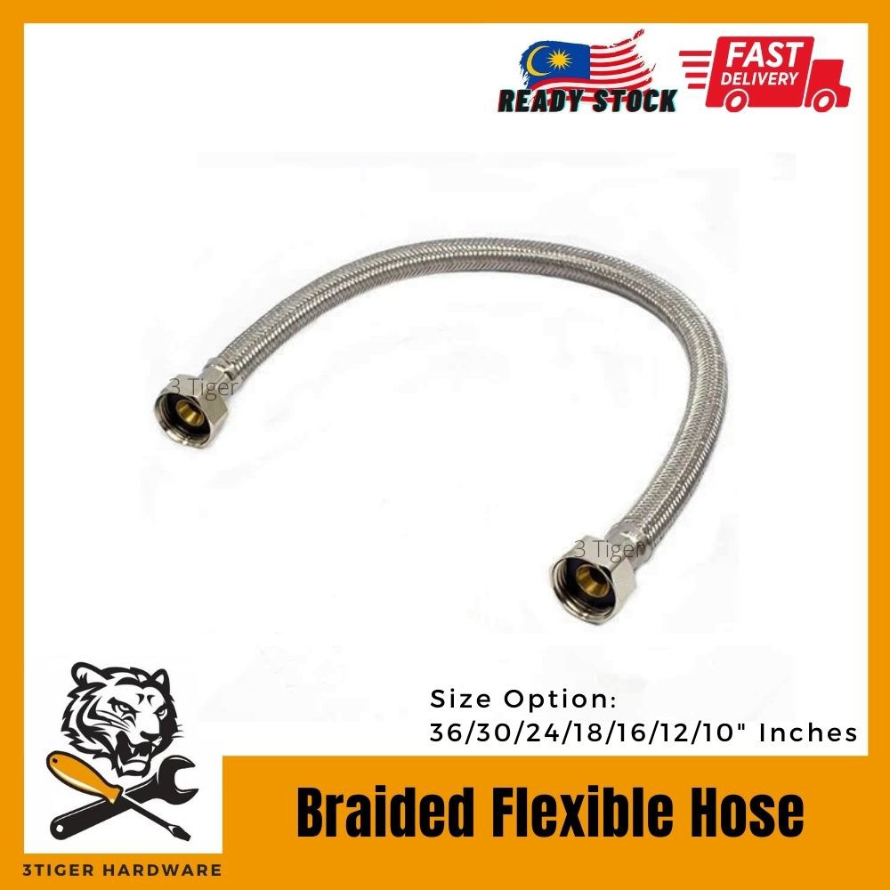 (Ready Stock) SUS304 Stainless Steel Braided High Pressure Flexible
