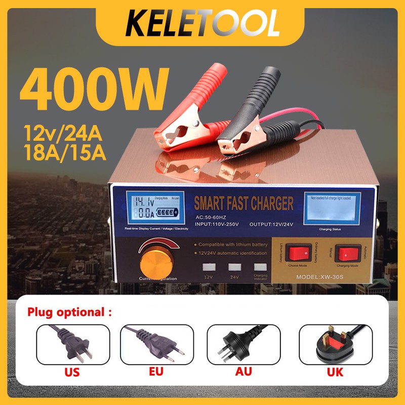 XW30s 12V 24V 400W Car Battery Charger Startstop LeadAcid Li ion