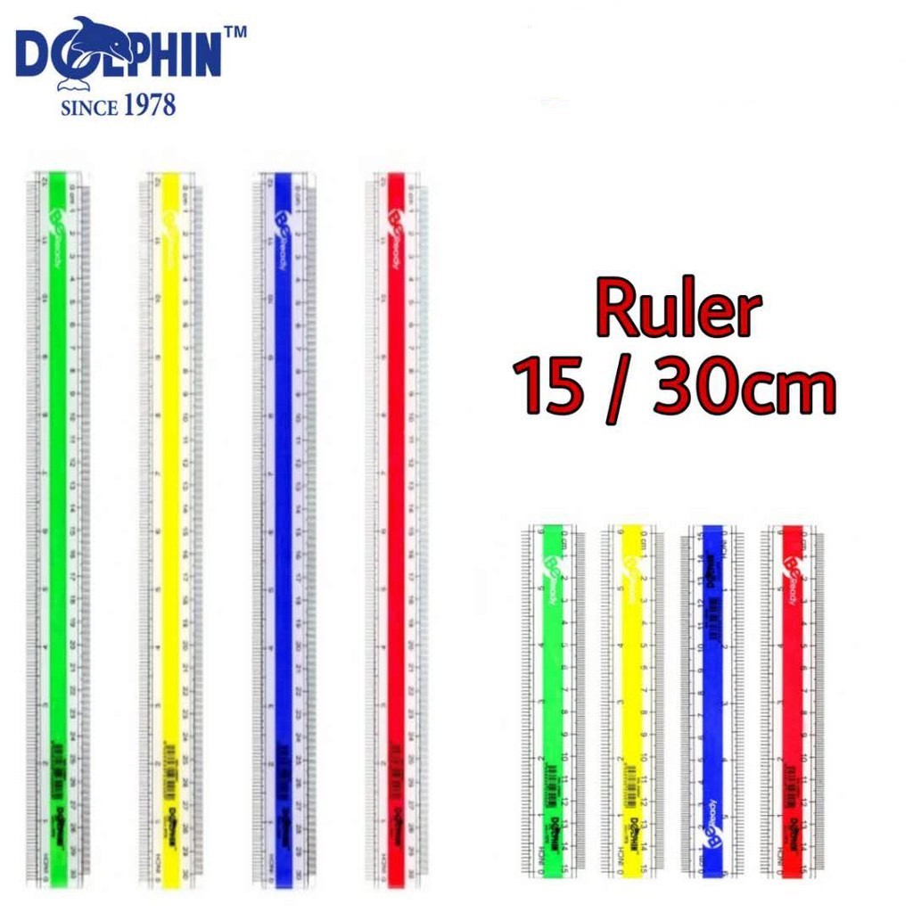 DOLPHIN Transparent Hard Body Straight Ruler /Pembaris 6