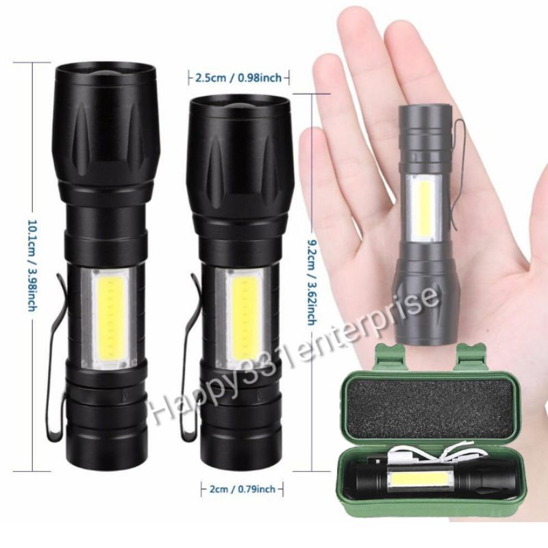 Mini Flashlight LED Light Zoom USB Rechargeable Flash light Torch Light ...
