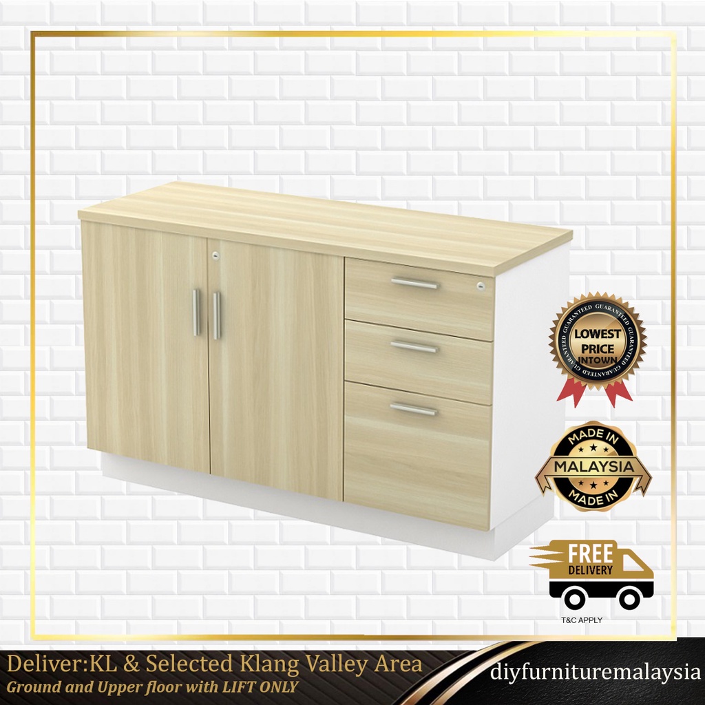 Low Office with Swinging Door + Fixed 2D1F Pedestal Rak Pejabat Office