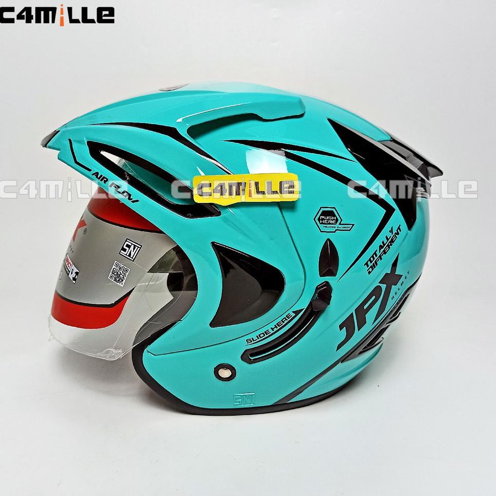 (ART. 743730) Helmet JPX SOLID GREEN TOSCA DOUBLE VISOR HALF FACE Shopee Malaysia