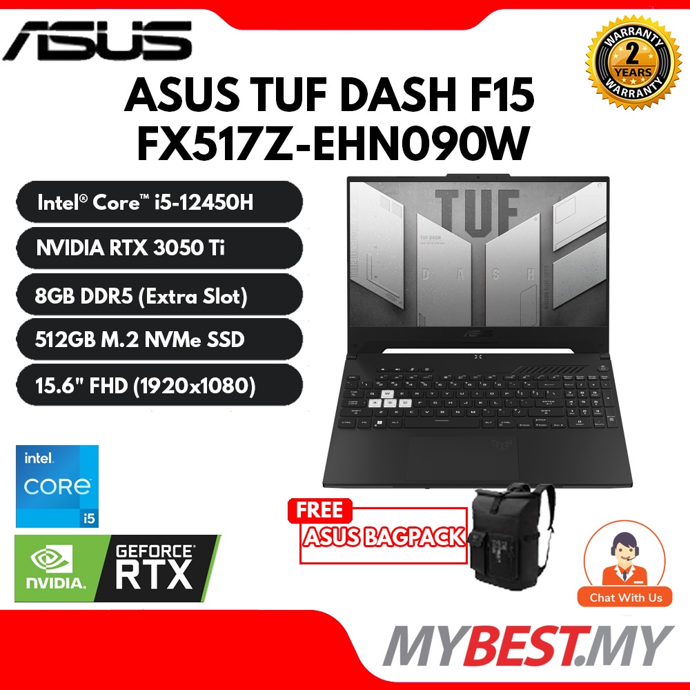 ASUS TUF Dash F15 2022 FX517Z-EHN090W Gaming Laptop (i5-12450H/ 8GB ...