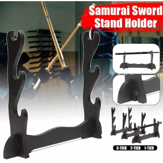 Sword Stand Black Wall Mount Samurai Sword Holder Stand Rack Display 3 ...