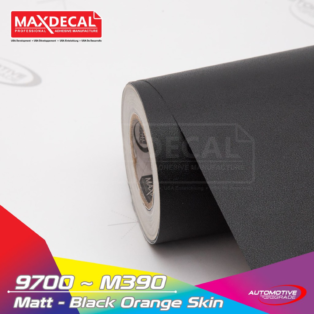 HITAM [50cm X 10m] MAXDECAL 7500 M390 Rough Black Vinyl Sticker (Orange ...
