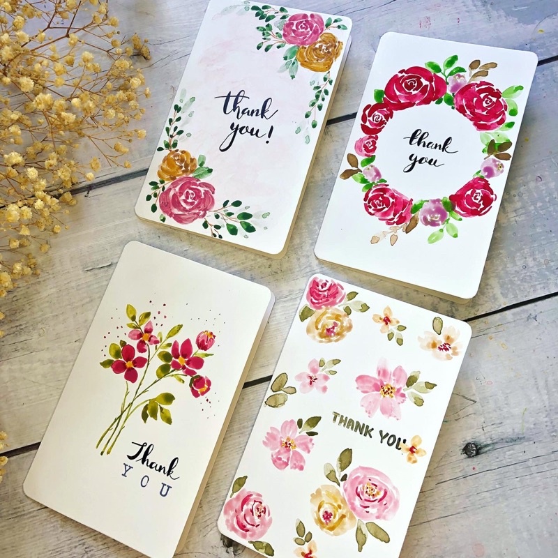 [THANK YOU CARD with Envelope] Handpainted Thank You Card, Greeting