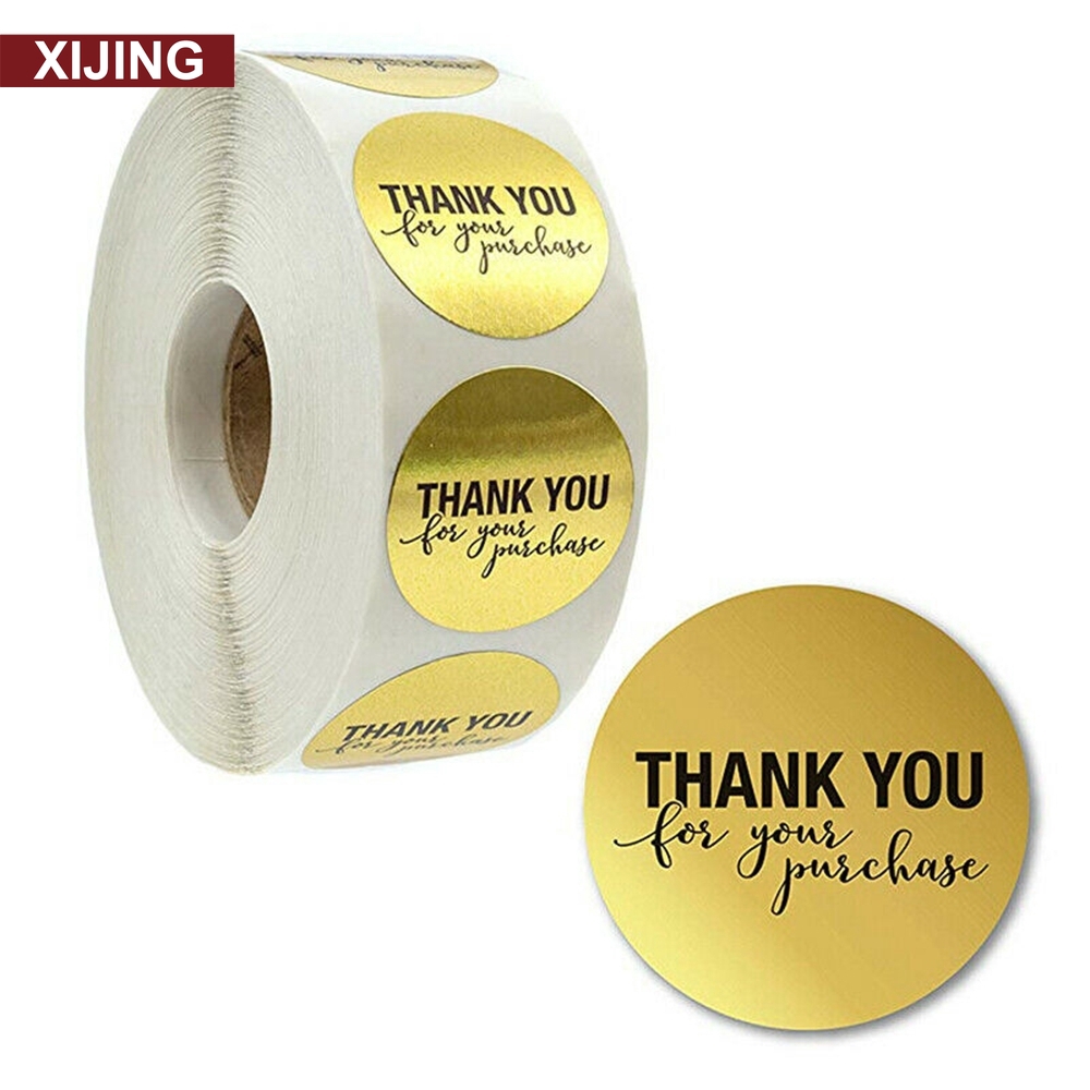 XJ500pcs/set "Thank You" Craft Packaging Seals Kraft Sealing Sticker
