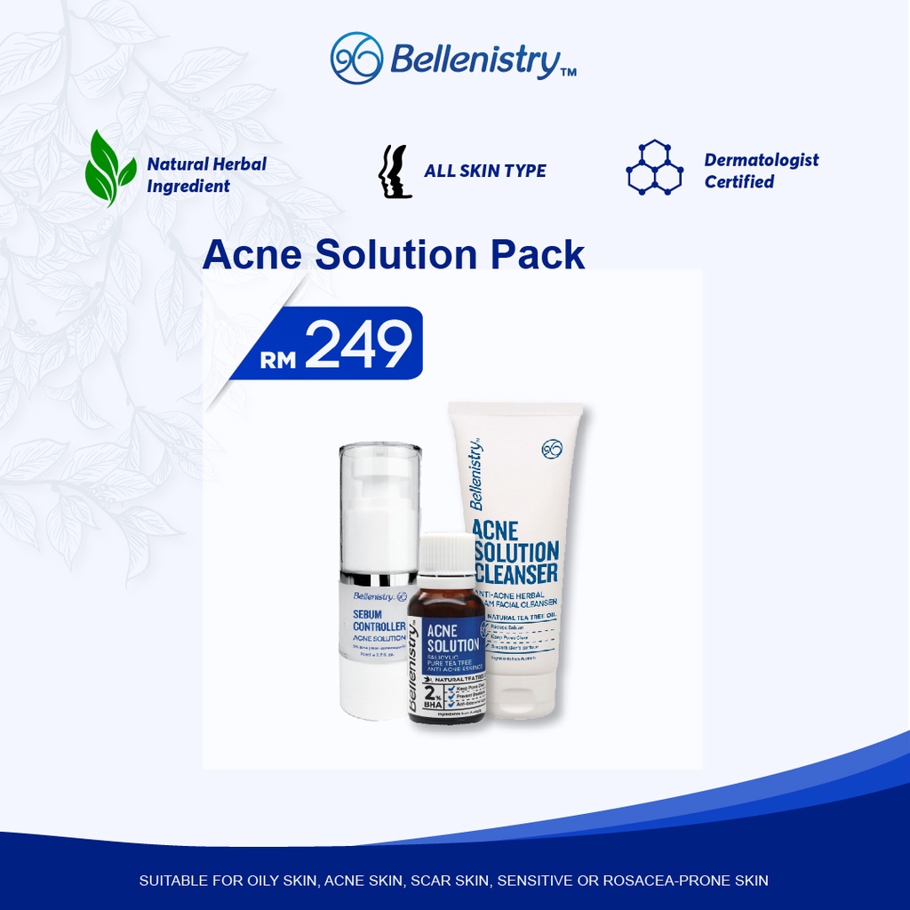 ACNE SOLUTION PACK - Acne Essence + Acne Cleanser + Sebum Controller ...