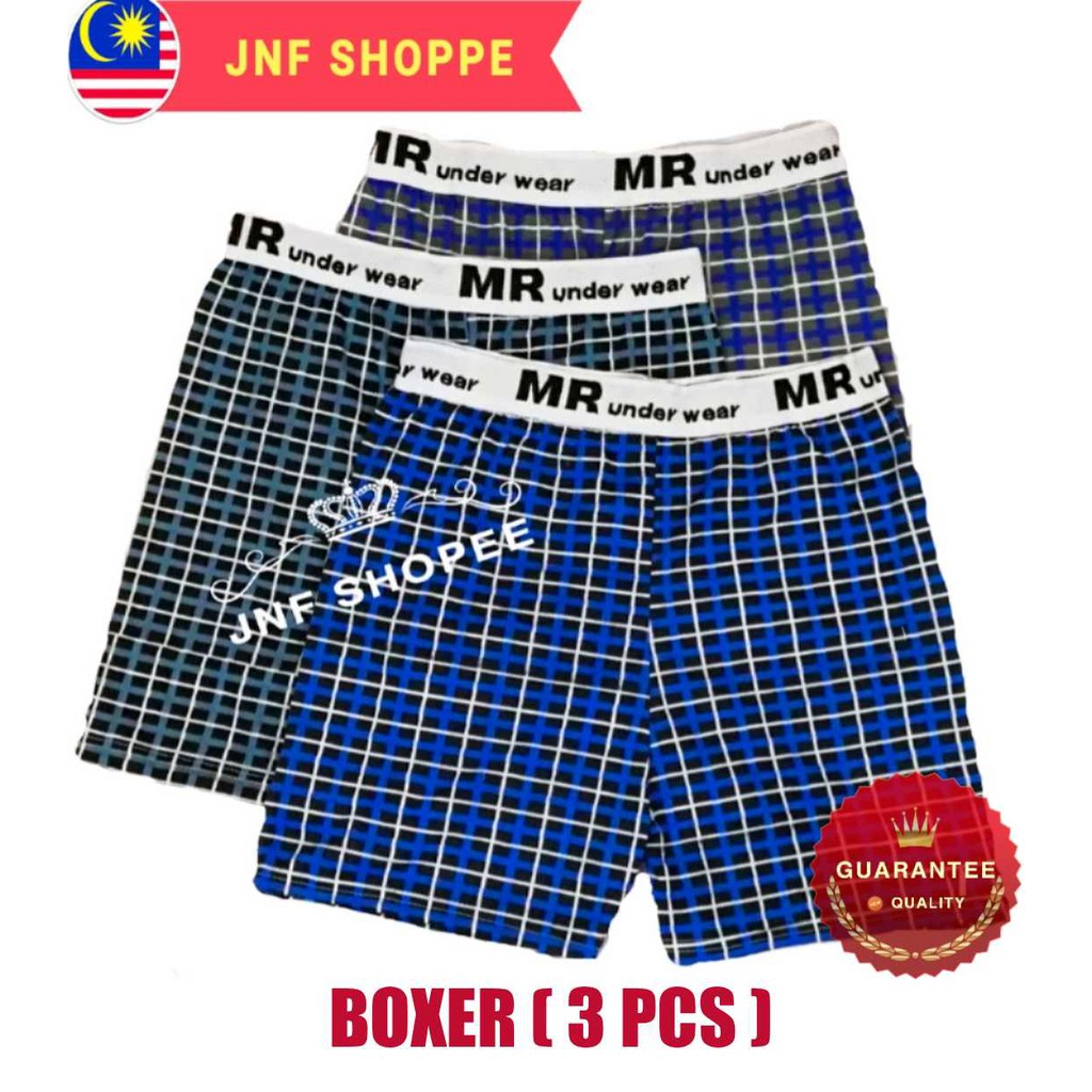 3 Pcs Men Boxer Underwear Seluar Dalam Lelaki Mr Boxer Lelaki Briefs