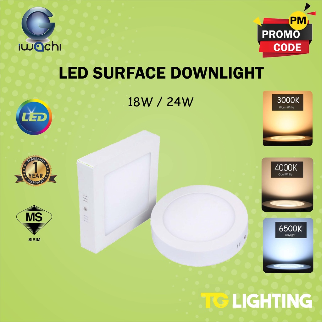 [2 YEARS WARRANTY] [SIRIM] IWACHI LED Surface Downlight 7