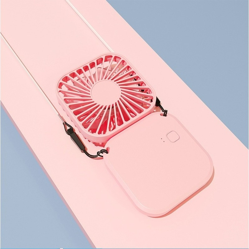 (Cable+Lanyard) Portable Mini Fan /USB Rechargeable Adjustable Hand Fan