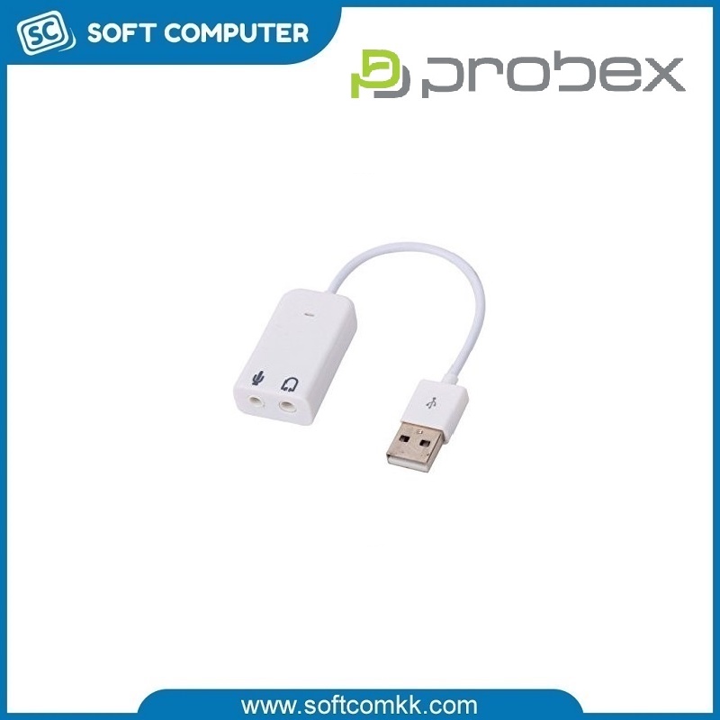 Probex CARD-SND/USB Sound Adapter / USB Sound Card Combo MIC/HEADPHONE ...