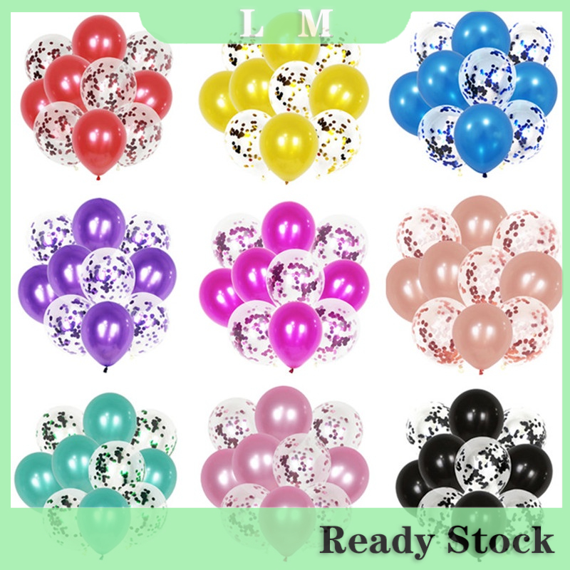 10PCS/pack 12 inch Confetti Sequin Balloon Set Birthday Party Wedding ...