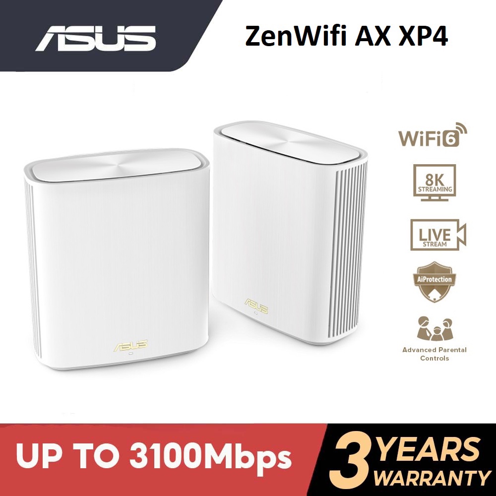Zenwifi Xd4 Blanc - Système Wi-Fi 6 Ax Mesh, Double Bande (2,4 Ghz - 5Ghz), 1800 Mbit-S, 400M2
