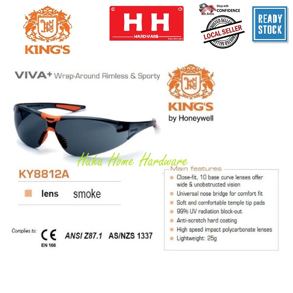 ( 100 KING'S ) Safety Eyewear KY8811A Clear KY8812A Smoke Glasses Spectacle Sporty Sunglasses