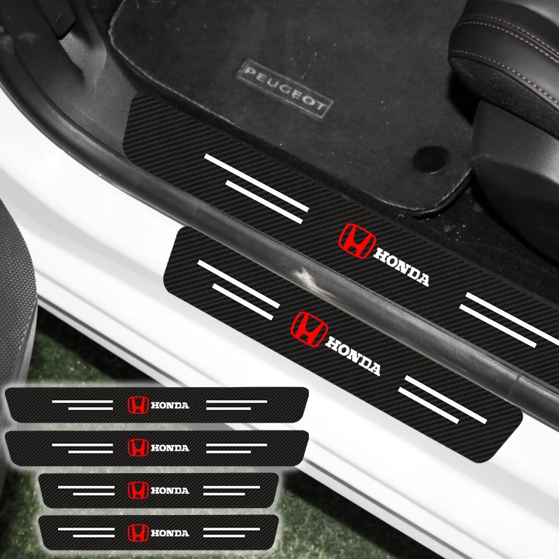 4pcs/set Carbon Fiber Leather Car Door Anti-stepping Stickers Car ...