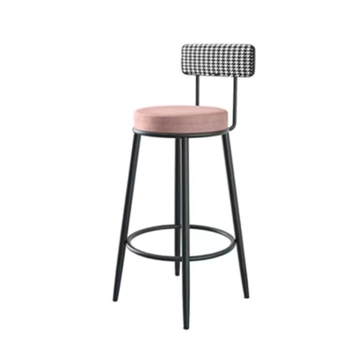 Bar Stool With Backrest Simple And Light Luxury Golden Wrought Iron Bar