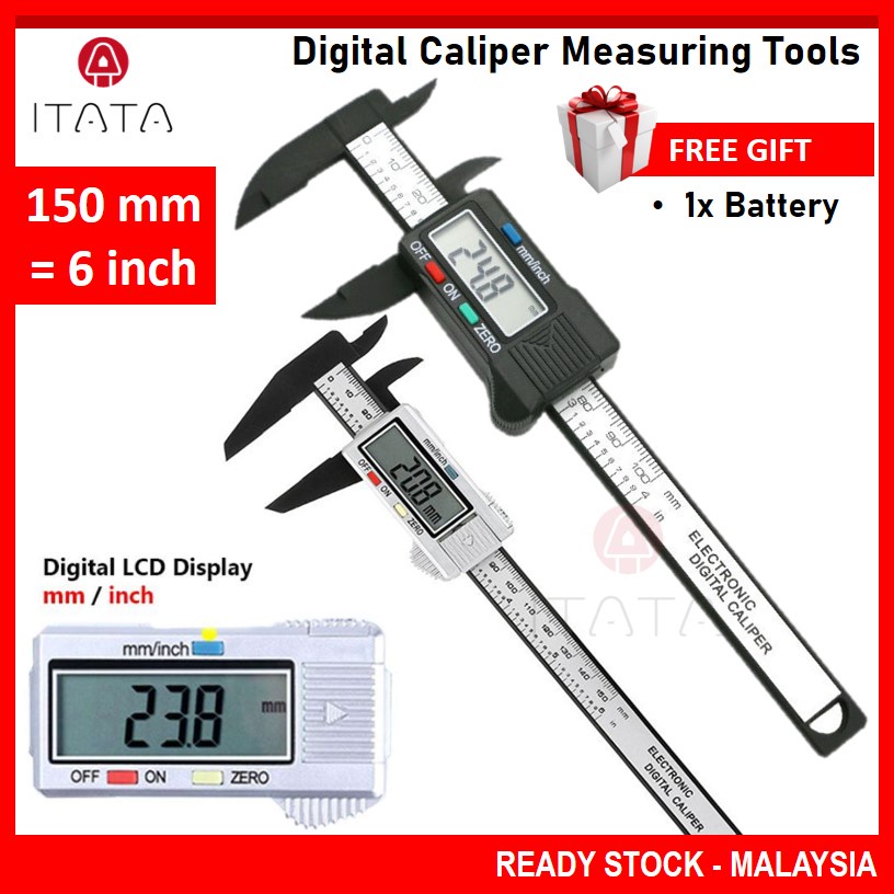 [FREE BATTERY] Digital Caliper Carbon Fiber Composite Measuring LCD