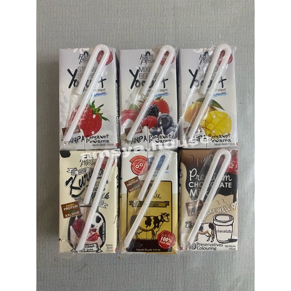 Farm Fresh UHT Straw (32 pcks x 110mL) Fresh Milk Kurma Chocolate Mango ...