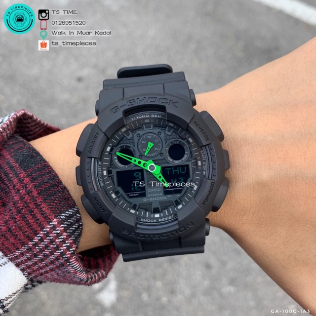 G shock ga 100 black outlet green