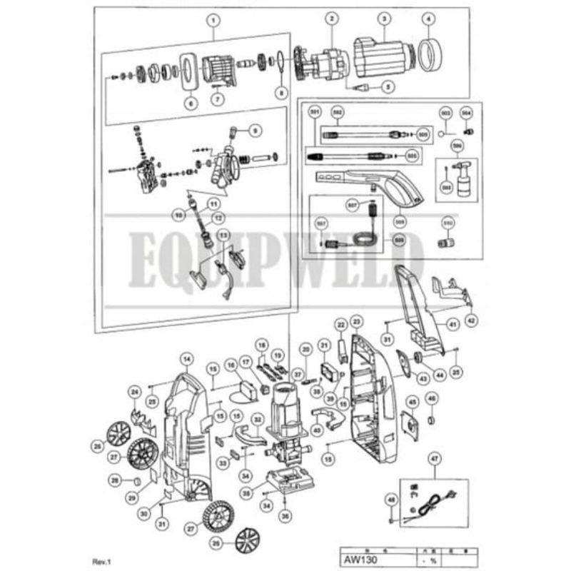 SPARE PART - HIKOKI HITACHI PART 2 DC MOTOR FOR AW130 HIGH PRESSURE ...