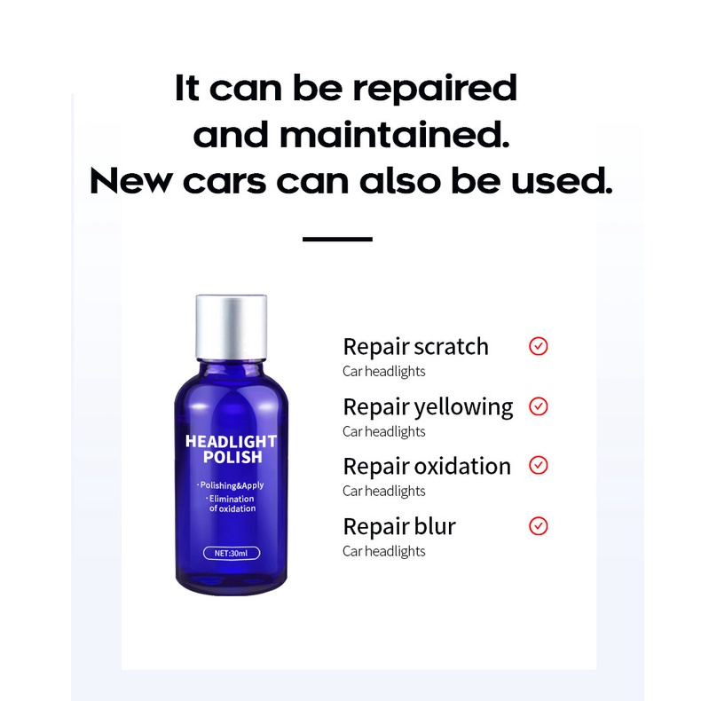 Car Headlight Cleaner 30ml Headlight Lens Restoration Fluid Repair