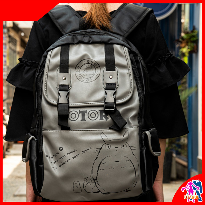 Totoro Anime Backpack Black Gray | Shopee Malaysia