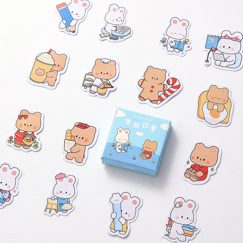 imoda 45sheets/box Cute Cartoon Leisurely Daily Boxed Stickers DIY ...