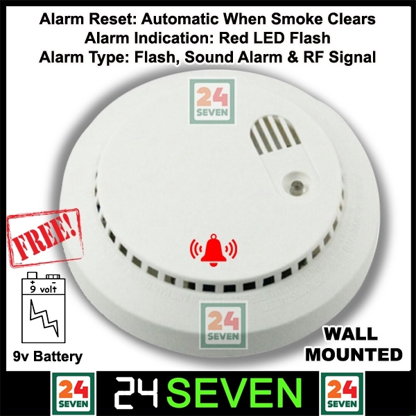 [ Ready Stock ] Wall Mounted Smoke Alarm Fire Alarm Smoke Detector Sensor Battery Operated Smoke