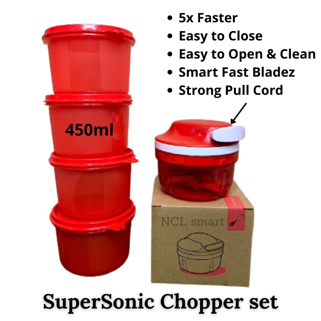 Tupperware Smart Chopper Vegetable Cutter Stainless Steel (Red) 300 ml 