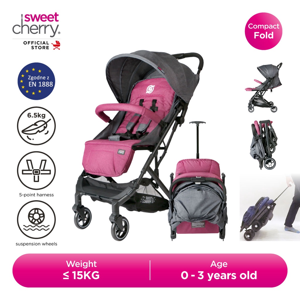 Sweet Cherry Compact Fold Baby Stroller suitable from newborn to 3 ...