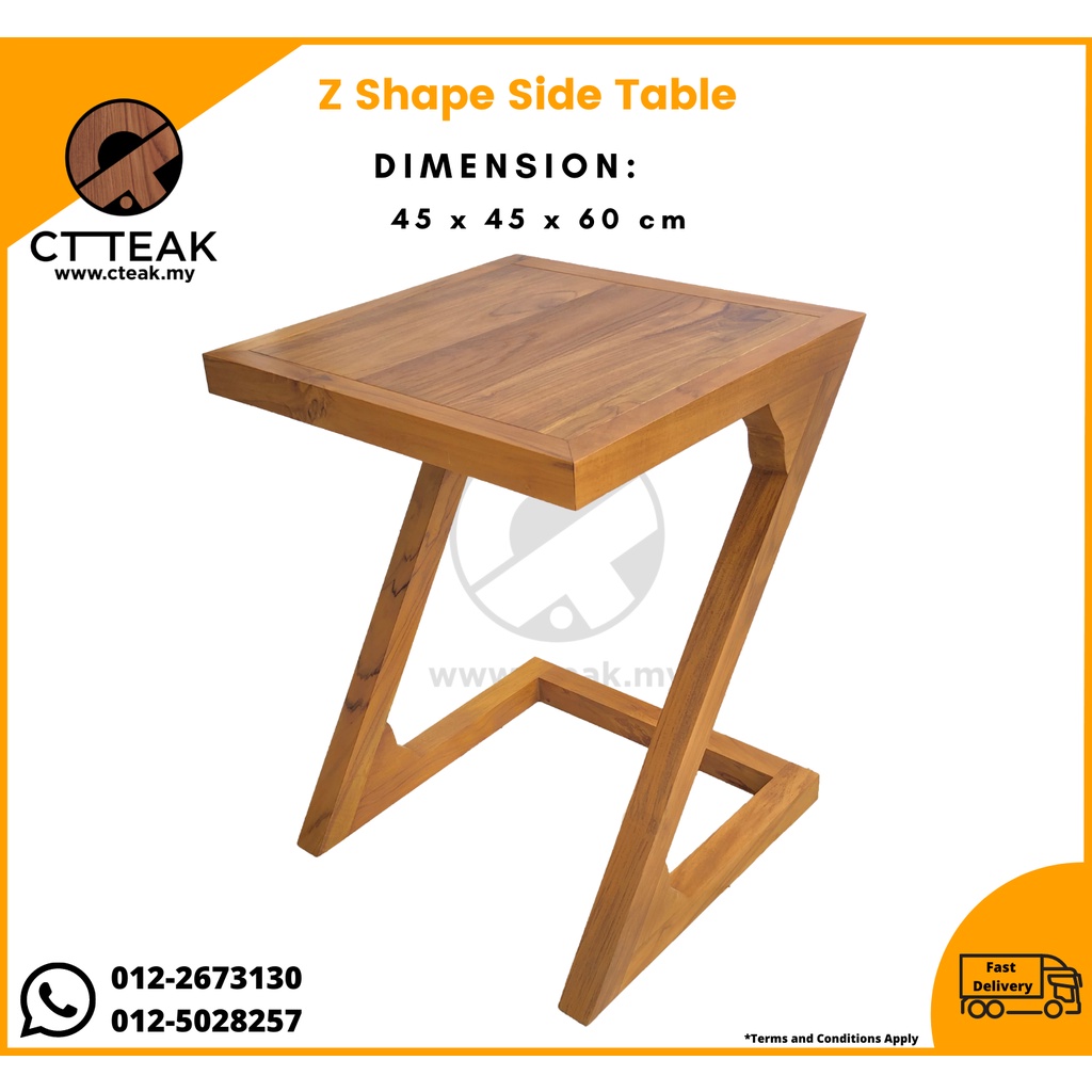 CT Teak Furniture Jati / Teak Wood Side Table Z Shape ~ 100% Solid Teak ...