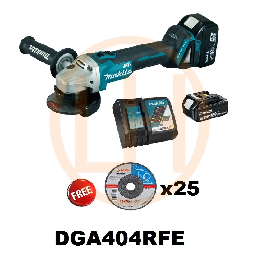 Makita DGA404RTE/ DGA404RFE/ DGA404Z 100 mm (4") 18V Cordless Angle ...