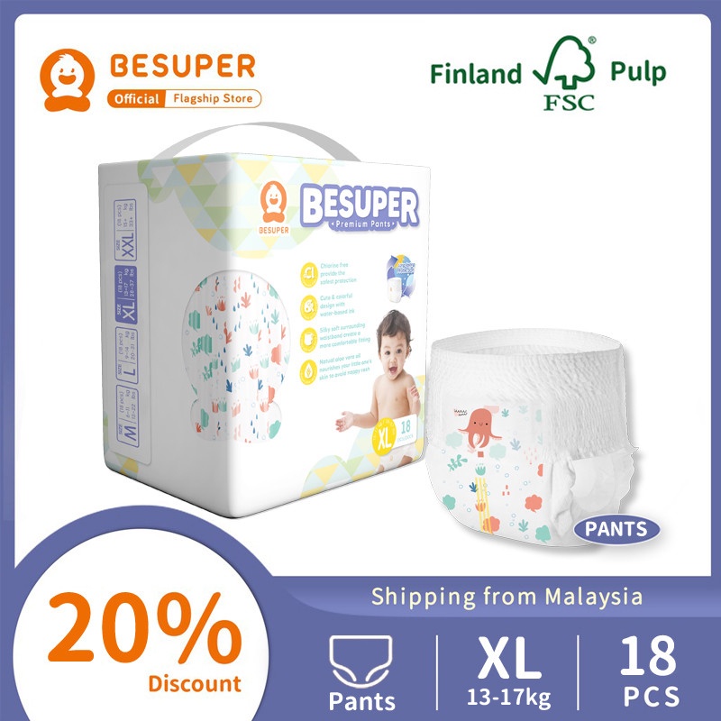 Besuper Baby Diapers Dry Pants Pull-up Training Pants Disposable Diaper ...