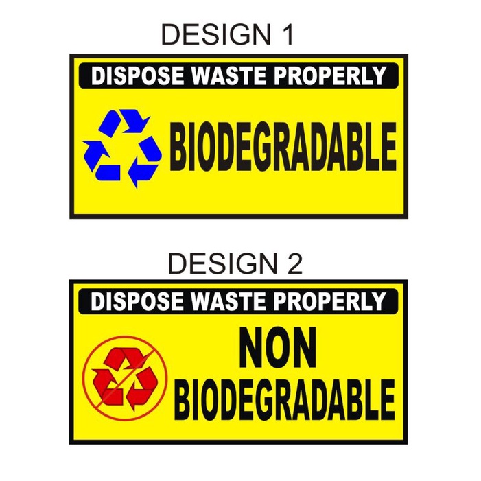 biodegradable non biodegradable signage yellow signage | Shopee Malaysia