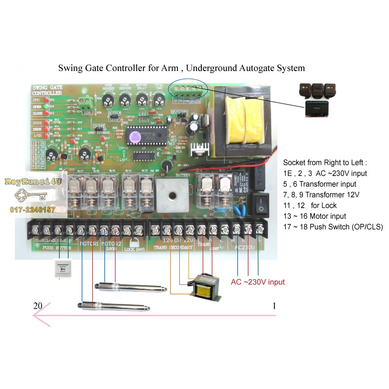 Autogate Control Box Swing Underground Control Panel Boxset with 12V ...
