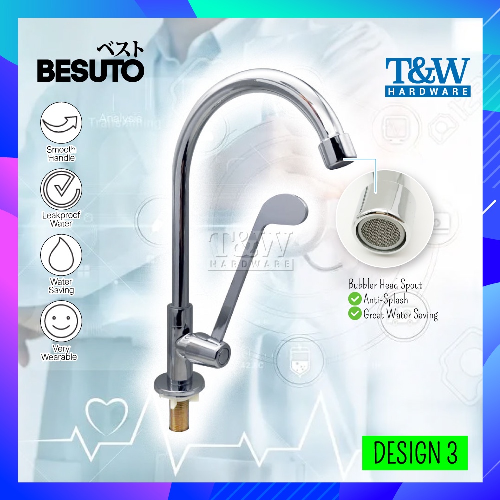 BESUTO 1/2" 15mm Extended Single Lever Medical Pillar Mounted Long