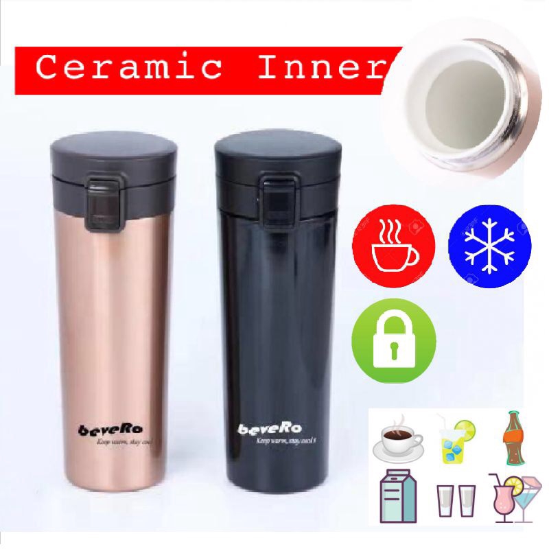 360ml Porcelain Inner Thermal Flask Vacuum Coffee Mug Insulated Tea Cup ...