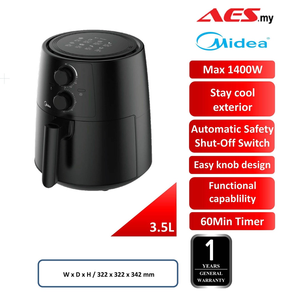 MIDEA MAF-35A 3.5L Air Fryer Air Flow System | Shopee Malaysia